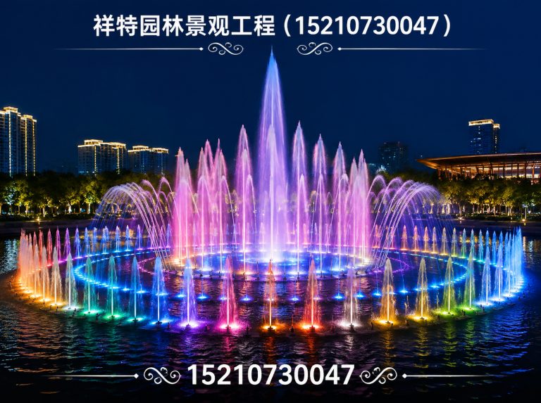曲阳县人工湖喷泉展示图